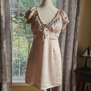 La Hearts 90s Grunge Cream Satin Dress